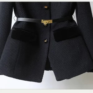 Y2K Tweed Jacket - Vintage Chic Single Breasted Short Coat for Retro 90s Fashion and Grunge Outfits