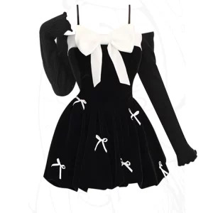 Y2K Velvet Spaghetti Strap Mini Dress - Grunge Aesthetic Evening Party Outfit