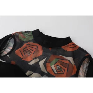 Y2K Vintage Aesthetic Coquette French Fashion Floral Patchwork Top - Long Sleeve Tee