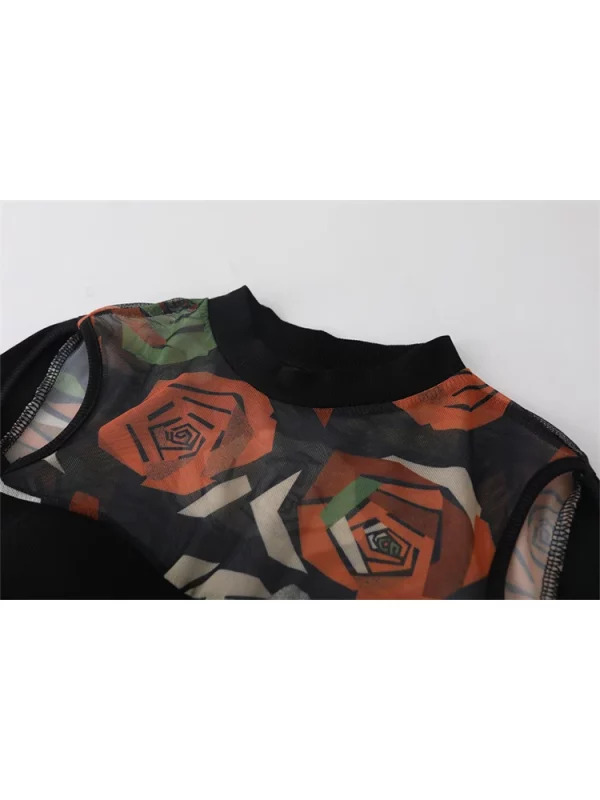 Y2K Vintage Aesthetic Coquette French Fashion Floral Patchwork Top - Long Sleeve Tee