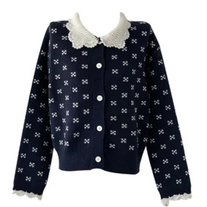 Y2K Vintage Aesthetic Sweater: Mori Girl Lace Patchwork Knitwear