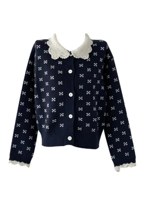 Y2K Vintage Aesthetic Sweater: Mori Girl Lace Patchwork Knitwear