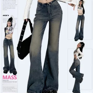 Y2K Vintage American Denim Flare Jeans - Grunge Cyber Punk Aesthetic