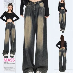 Y2K Vintage American Gyaru Pleated Denim Pants - Grunge Baggy Jeans - Aesthetic Cyber Punk Haraj