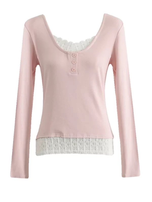 Y2K Vintage Ballet Long Sleeve Lace T-Shirt - Coquette 2000s Design