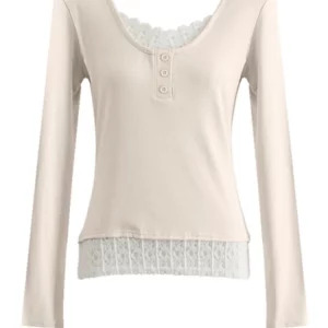 Y2K Vintage Ballet Long Sleeve Lace T-Shirt - Coquette 2000s Design