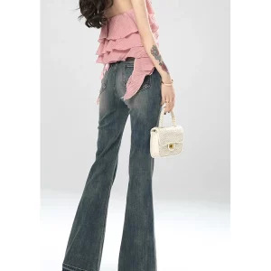 Y2K Vintage Bell Bottom Flare Jeans - Retro Goth Harajuku Fashion Streetwear