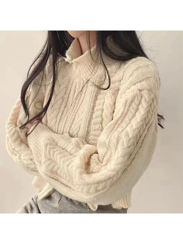 Y2K Vintage Cardigan: Autumn/Winter Zip-Up Cropped Sweater - Korean Streetwear Style