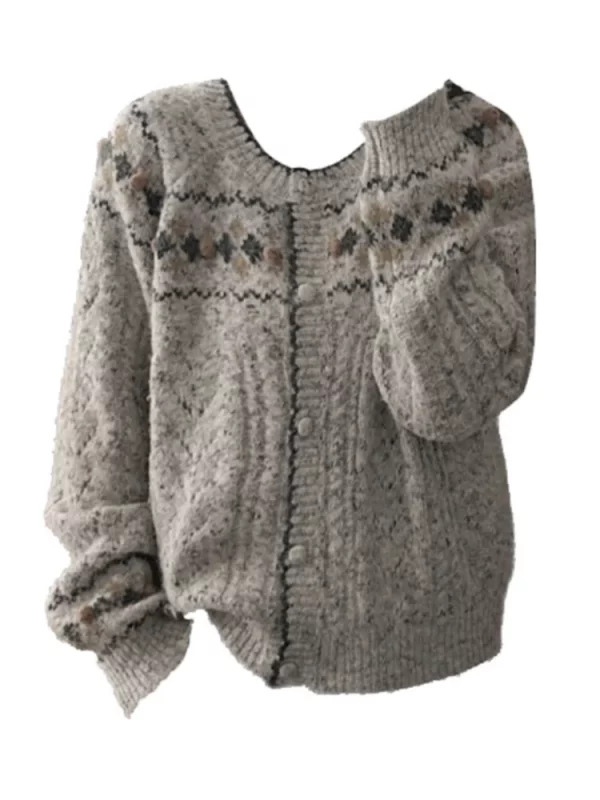 Y2K Vintage Cardigan Sweater: Autumn Women's Korean Fashion O-Neck Knitwear