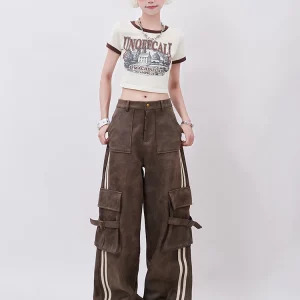 Y2K Vintage Cargo Pants: American Retro Grunge Cyber Punk Style