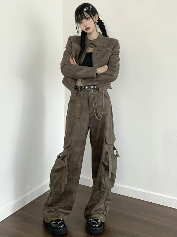 Y2K Vintage Cargo Pants: Grunge Multi-Pocket Baggy Harajuku Streetwear