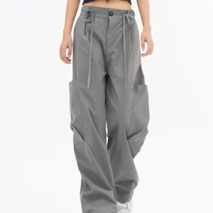 Y2K Vintage Cargo Parachute Pants - Korean Fashion Drawstring Sweatpants