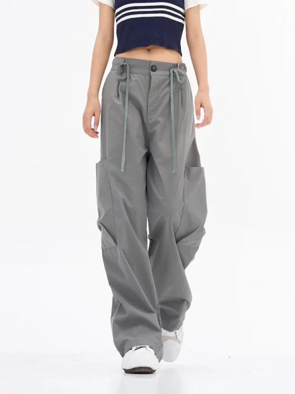 Y2K Vintage Cargo Parachute Pants - Korean Fashion Drawstring Sweatpants