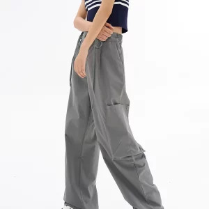 Y2K Vintage Cargo Parachute Pants - Korean Fashion Drawstring Sweatpants