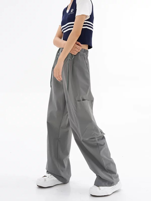 Y2K Vintage Cargo Parachute Pants - Korean Fashion Drawstring Sweatpants