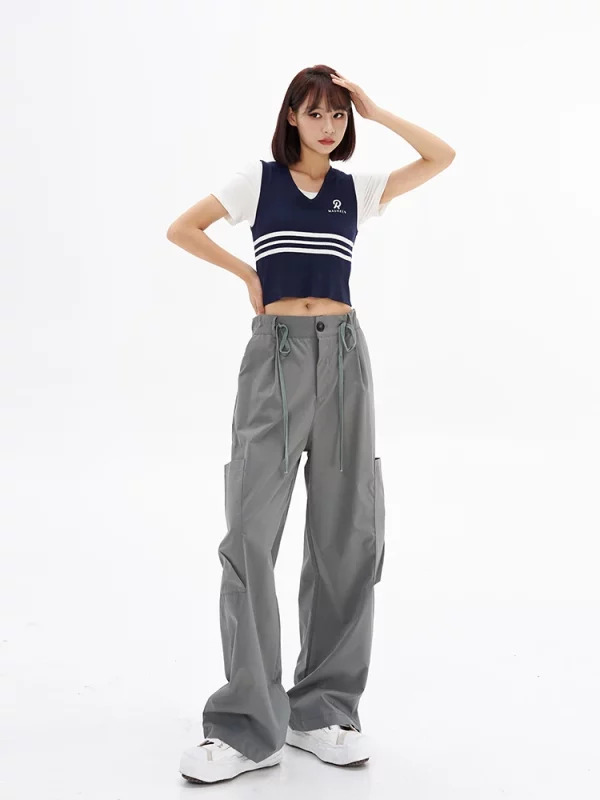 Y2K Vintage Cargo Parachute Pants - Korean Fashion Drawstring Sweatpants