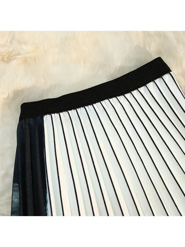 Y2K Vintage Chinese Style Midi A-line Pleated Skirt - Dark Academia Goth Retro Cyberpunk Boho Tide A