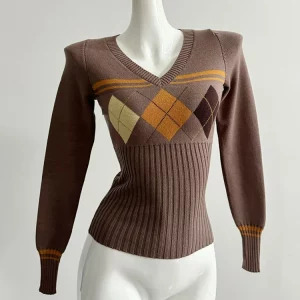 Y2K Vintage Coquette V-Neck Sweater - French Fashion Fall/Winter Knitwear