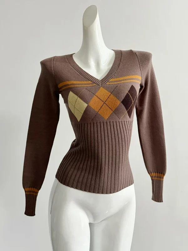 Y2K Vintage Coquette V-Neck Sweater - French Fashion Fall/Winter Knitwear