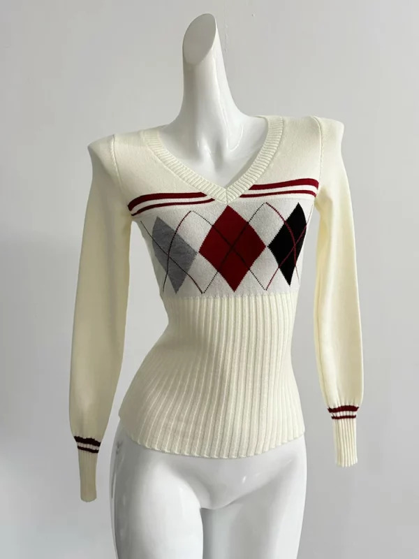 Y2K Vintage Coquette V-Neck Sweater - French Fashion Fall/Winter Knitwear