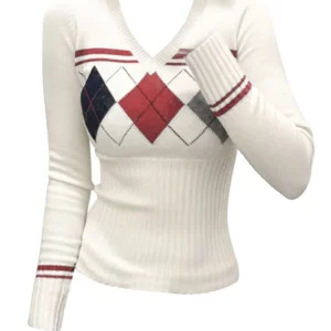 Y2K Vintage Coquette V-Neck Sweater - French Fashion Fall/Winter Knitwear