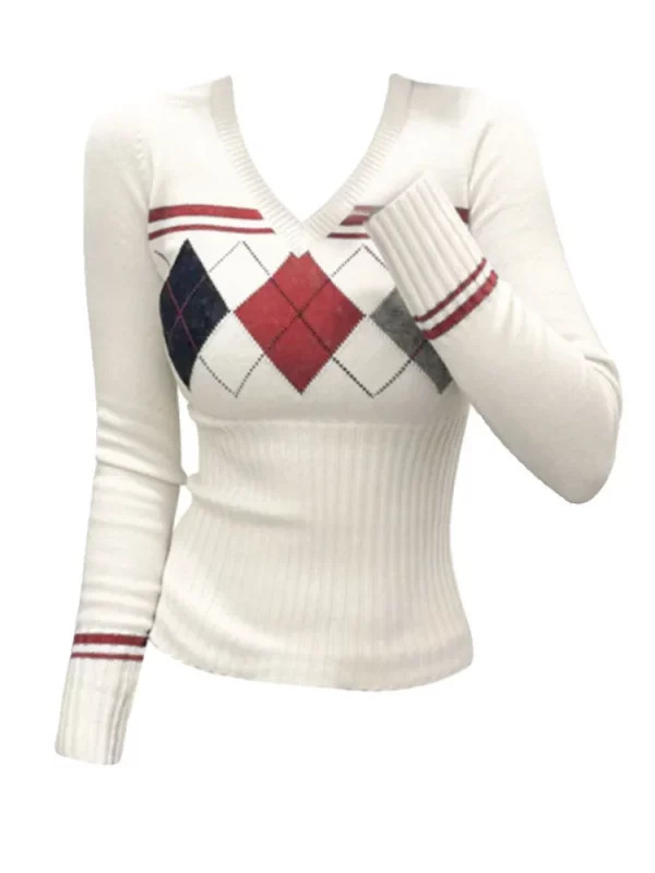 Y2K Vintage Coquette V-Neck Sweater - French Fashion Fall/Winter Knitwear