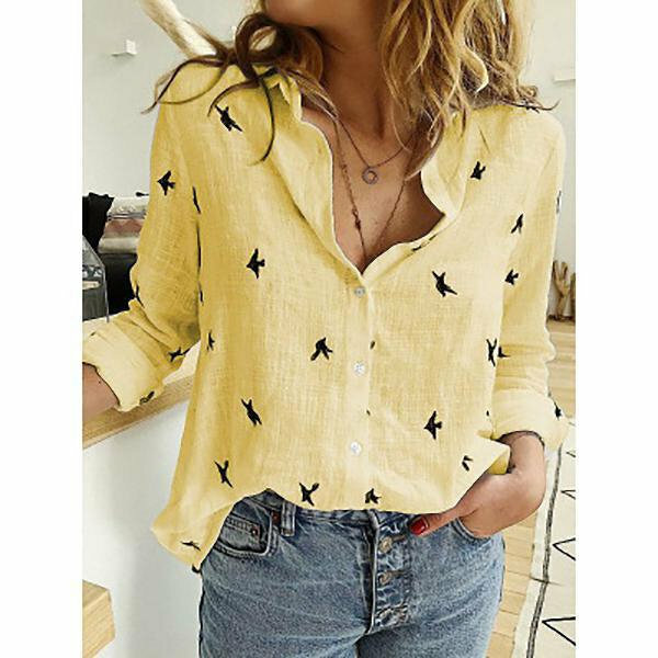 Y2K Vintage Cotton Linen Lapel Long Sleeve Oversized Button-Up Blouse - Casual Grunge Fashion