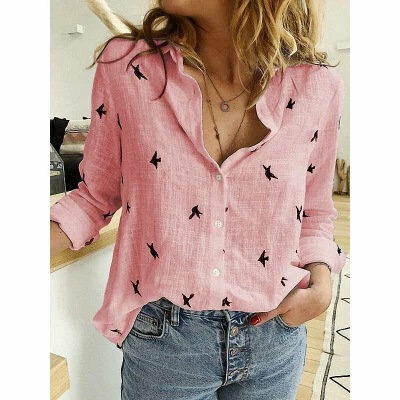 Y2K Vintage Cotton Linen Lapel Long Sleeve Oversized Button-Up Blouse - Casual Grunge Fashion