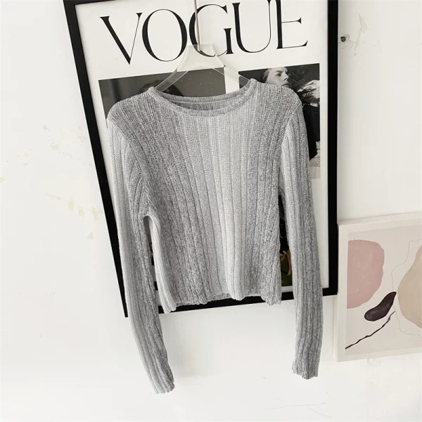 Y2K Vintage Cropped Sweater - Autumn Winter Korean Fashion Streetwear