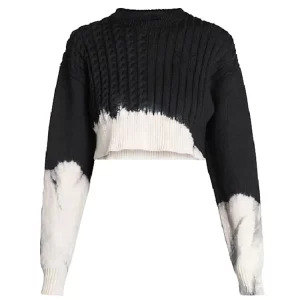 Y2K Vintage Dark Academia Pullover - Tie Dye Crop Sweater with Long Sleeve