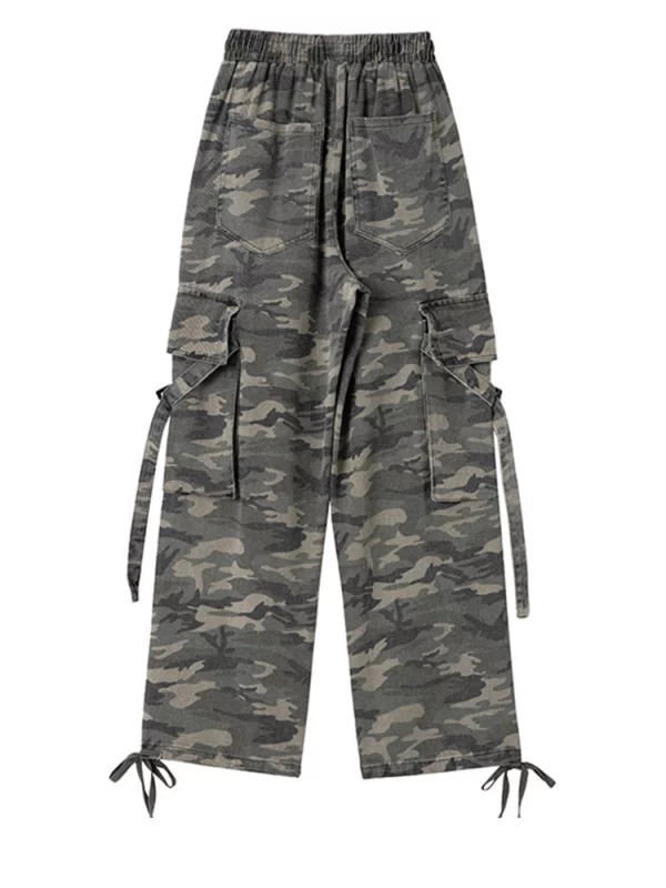 Y2K Vintage Denim Cargo Pants - American Streetwear Grunge Camouflage Jeans