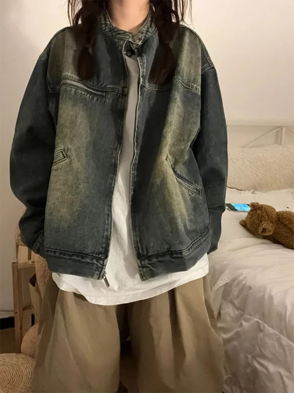 Y2K Vintage Denim Jacket - Autumn/Winter Korean Fashion Streetwear