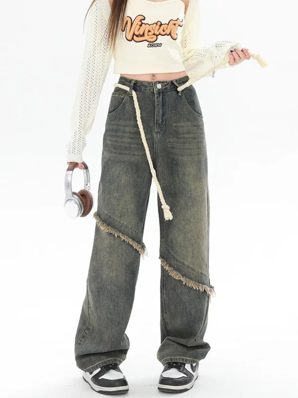 Y2K Vintage Denim Pants: Korean Baggy Jeans for Grunge Harajuku Streetwear