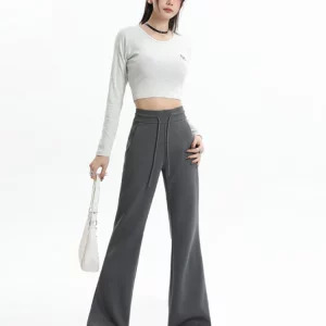 Y2K Vintage Fashion Flare Pants - Maillard Style Sweat Trousers