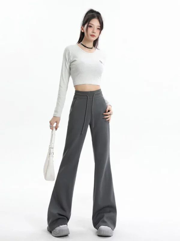 Y2K Vintage Fashion Flare Pants - Maillard Style Sweat Trousers