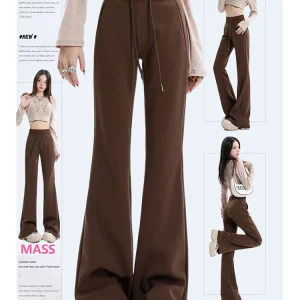 Y2K Vintage Fashion Flare Pants - Maillard Style Sweat Trousers