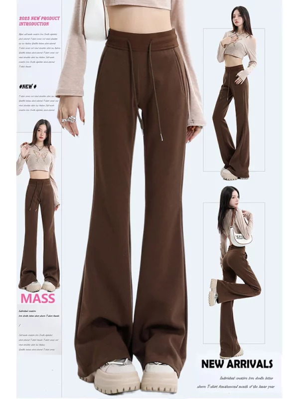 Y2K Vintage Fashion Flare Pants - Maillard Style Sweat Trousers