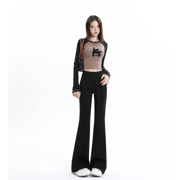 Y2K Vintage Fashion Flare Pants - Maillard Style Sweat Trousers