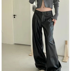 Y2K Vintage Faux Fur Baggy Pants - Dark Academia Gothic Grunge Fashion