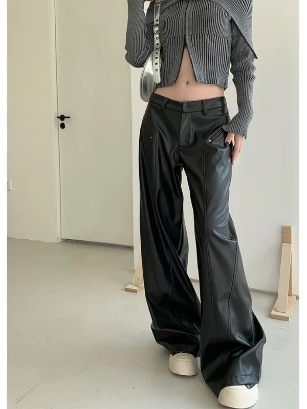 Y2K Vintage Faux Fur Baggy Pants - Dark Academia Gothic Grunge Fashion