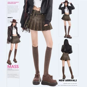 Y2K Vintage Faux Leather Mini Skirt - Korean Fashion Dark Academia Harajuku Retro Style