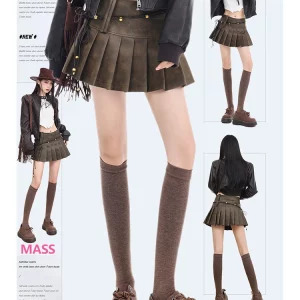 Y2K Vintage Faux Leather Mini Skirt - Korean Fashion Dark Academia Harajuku Retro Style