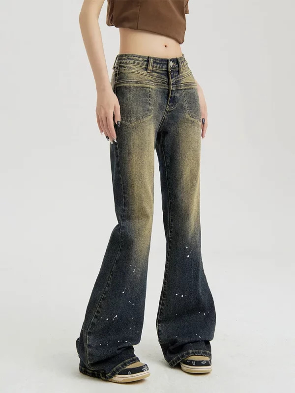 Y2K Vintage Flare Jeans: Low Rise Bell Bottom Denim Pants