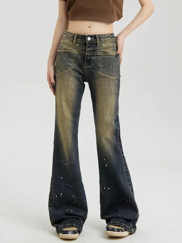 Y2K Vintage Flare Jeans: Low Rise Bell Bottom Denim Pants