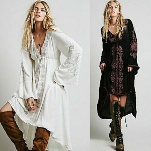 Y2K Vintage Floral Long Sleeve Tunic Dress - Casual Cotton Vestidos, 90s Grunge Spring Outfit