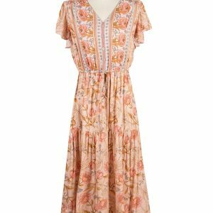 Y2K Vintage Floral V-Neck Midi Dress - Casual, Party, Holiday, Boho Chic