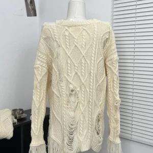 Y2K Vintage Goth Oversized Sweater with Tassels and Holes - Autumn/Winter Streetwear