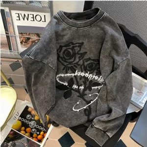 Y2K Vintage Gothic Oversize Hoodie - Autumn/Winter Streetwear Sweatshirt