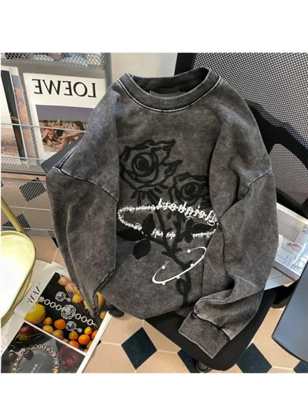 Y2K Vintage Gothic Oversize Hoodie - Autumn/Winter Streetwear Sweatshirt