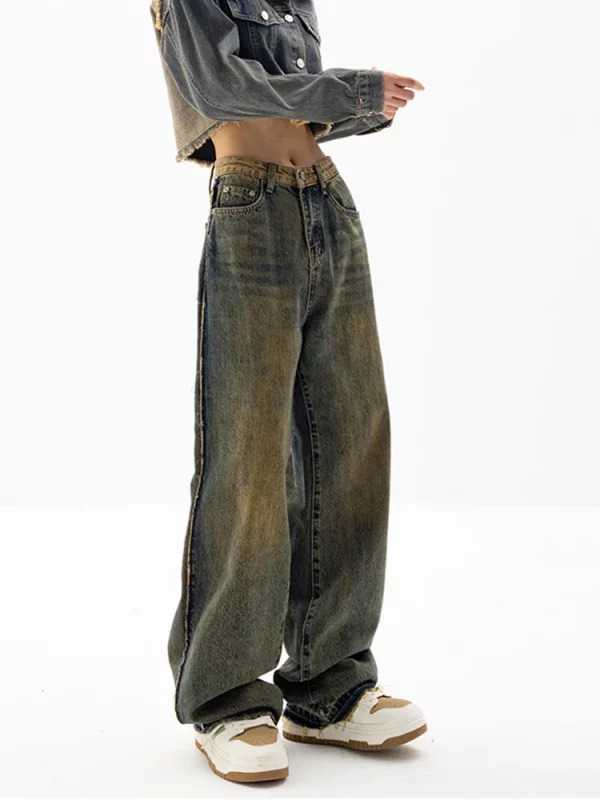 Y2K Vintage Grunge Low Waisted Denim Pants - Baggy Wide Leg Jeans